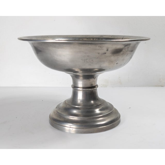 20th Century Turned Decorative Pewter Centerpiece Bowl For Sale - Image 4 of 11