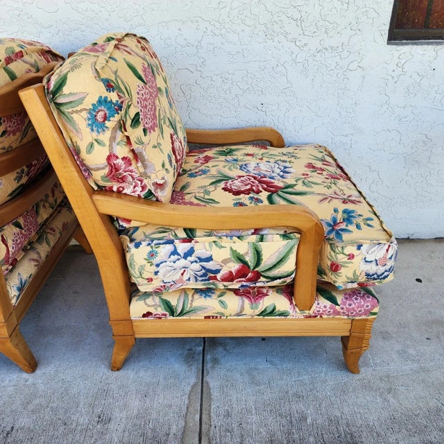 Antoinette Lounge Chairs Tropical Floral Pair For Sale - Image 14 of 18
