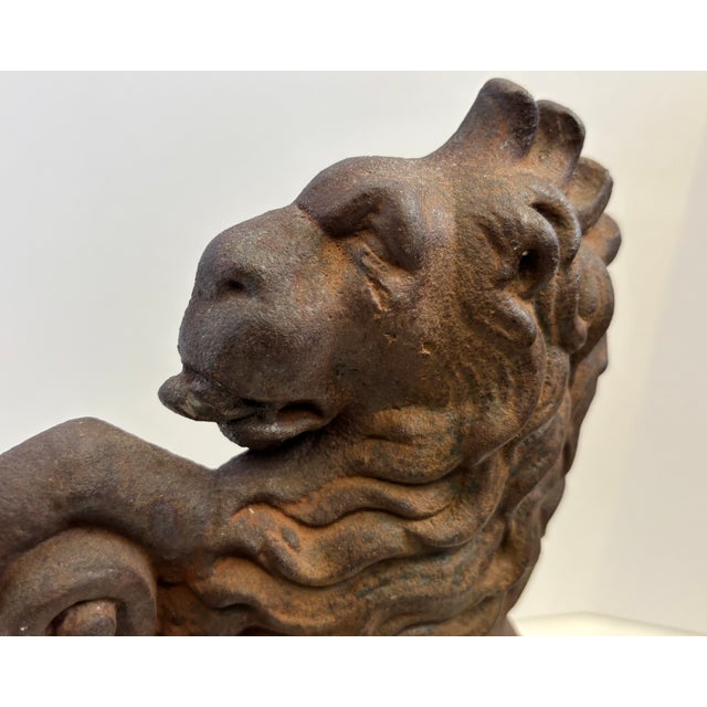Brown 19th Century Lion Figural Cast Iron Doorstop For Sale - Image 8 of 11