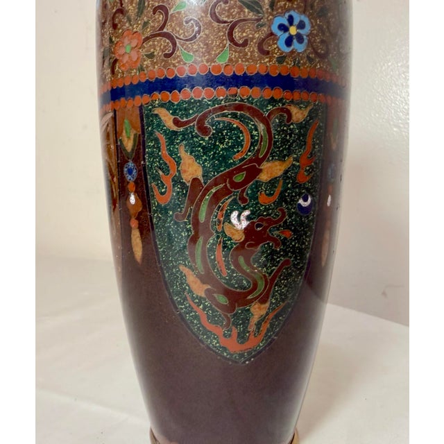 Antique Signed Japanese Ando Handmade Qing Enamel Silver Floral Cloisonné Vase For Sale - Image 11 of 11