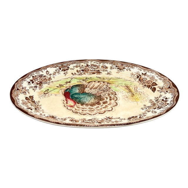 Ceramic Vintage Clarice Cliff Royal Staffordshire Turkey Platter With Brown Transferware – English Country, Traditional For Sale - Image 7 of 12