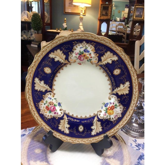 Navy Blue 1910s English Porcelain Dinner Plates, Cauldon China, Set of Six For Sale - Image 8 of 12