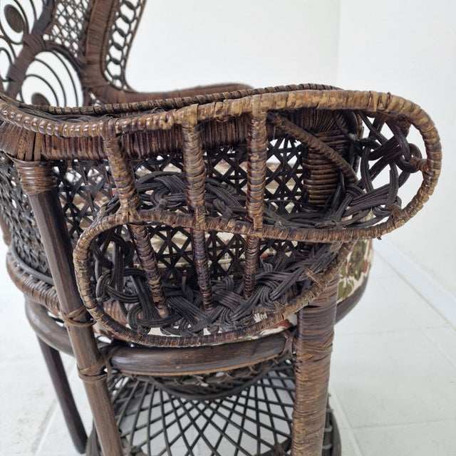 Mid-Century Emmanuelle or Peacock Chair in Rattan and Wicker, Italy, 1960s For Sale - Image 13 of 18