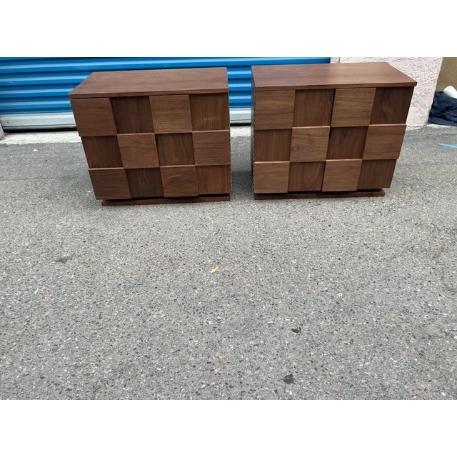 Brutalist Mid Century style Nightstands - Pair Each nightstand measures: 27.75 wide x 16.5 deep x 22.25 inches high....