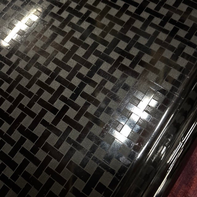 Black Black Lacquer Square Tray (Woven Lines), 8.25"x8.25"x.5h" For Sale - Image 8 of 8