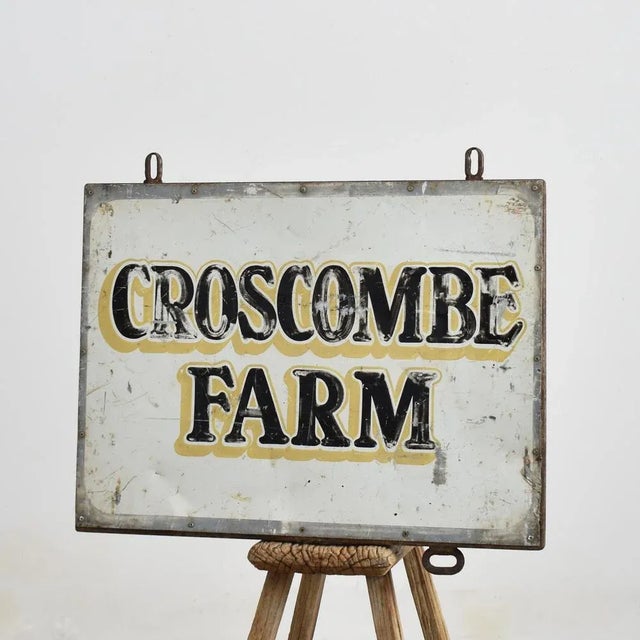 Metal Vintage Metal Farm Sign, 1950s For Sale - Image 7 of 7
