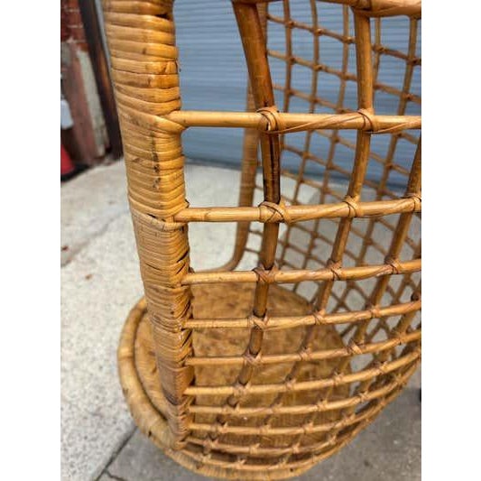 Mid-Century Modern Wicker Rattan Hanging Chair, Italian Franco Albini Style For Sale - Image 12 of 13