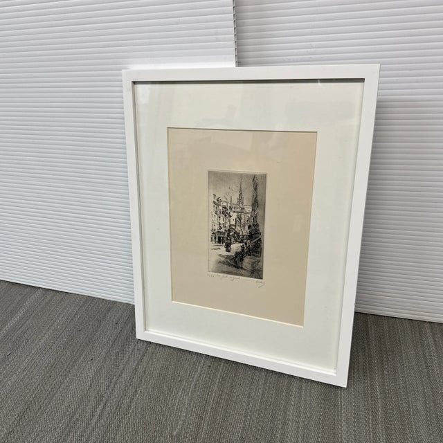 French Early 20th Century French School Signed + Numbered Engraving, Framed For Sale - Image 3 of 11