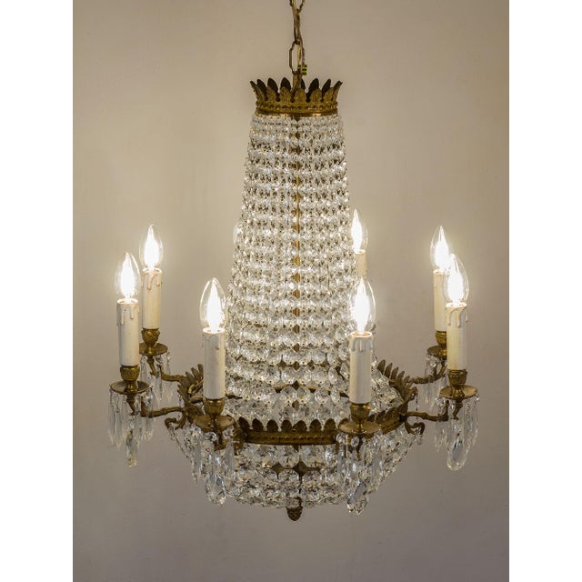 Mid-Century Modern Vintage Empire Style Chandelier, 1930s For Sale - Image 3 of 14