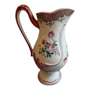 Antique 18th Century Chinese Export Famille Rose Porcelain Claret Wine Ewer Jug Pitcher