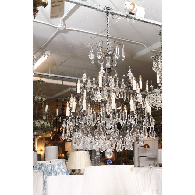 Early 20th Century XL 18-Light Crystal & Bronze Louis XV Chandelier France For Sale - Image 11 of 14