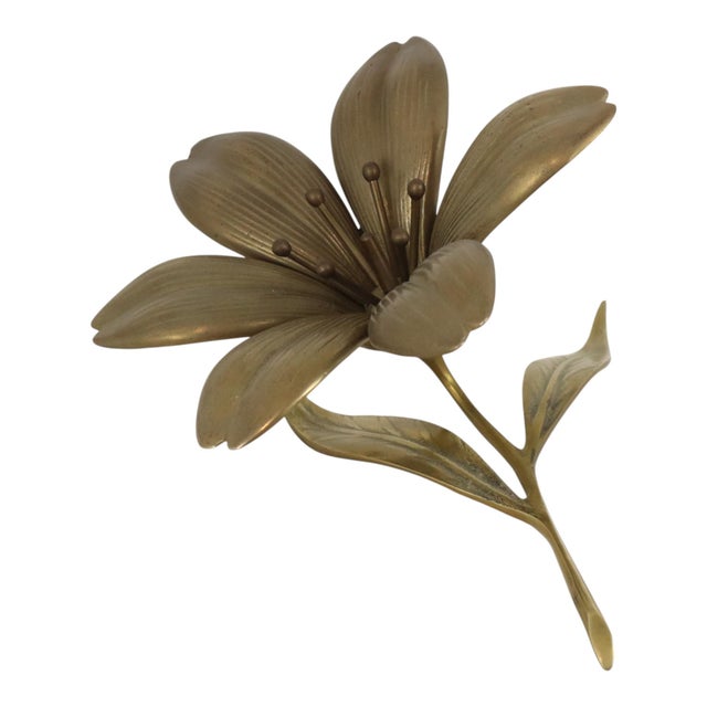 Mid-Century Modern Mid-Century Modern Brass Lily Flower Sculpture Figurine Ashtray, 1960s For Sale - Image 3 of 18