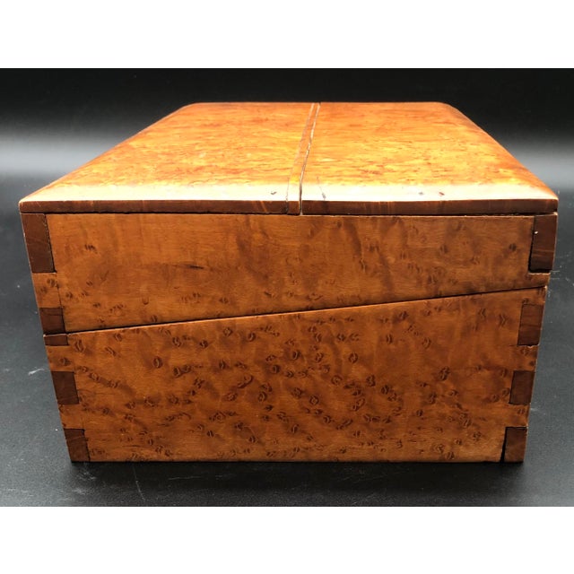 16 x 10 x 6. Original lining. Inner compartments are not movable. No key.
