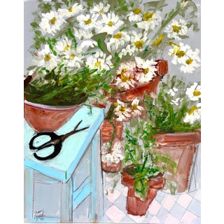 Flower Painting "Daisy Pots" Original Artwork by Shann Spishak For Sale