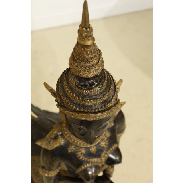 Metal Bronze Water Goddess or Tibetan Statue on Wood Base For Sale - Image 7 of 12