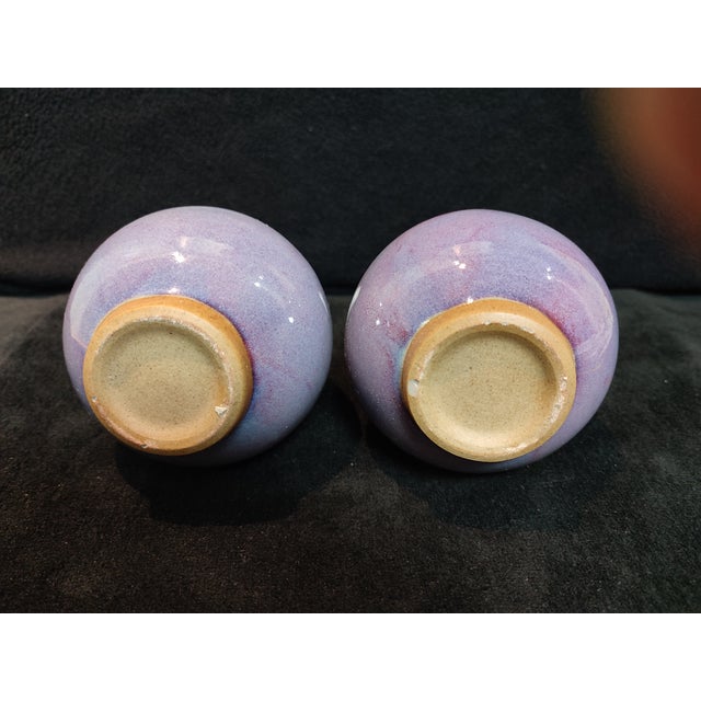 Ceramic 1920s A Pari of Chinese Ceramic Vase,Jun Ware Transmutation Glaze Porcelain Yuhuchun Vase For Sale - Image 7 of 11