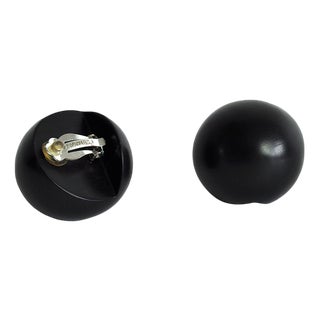 Spherical Black Ear-Clips in Ebony from Monies, Denmark, 2000s, Set of 2 For Sale
