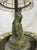 Metal 1920s Art Deco Figural Re-Circulating Fountain Lamp - Working Verdigris Spelter Sculpture & Iridescent Natural Capiz Shell Dome Shade For Sale - Image 7 of 14