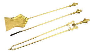 Antique Victorian Brass Fire Irons, 1880, Set of 3