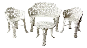 Vintage Cast Aluminum Garden Set Grapevine Patio Seating 4 Piece