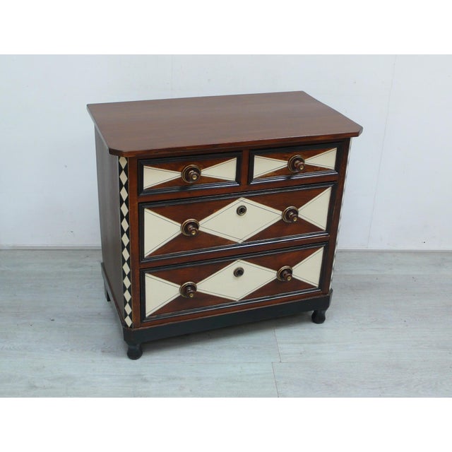 Wood Chest of Drawers in Dark Nutwood and Ivory White, 1900s For Sale - Image 7 of 7