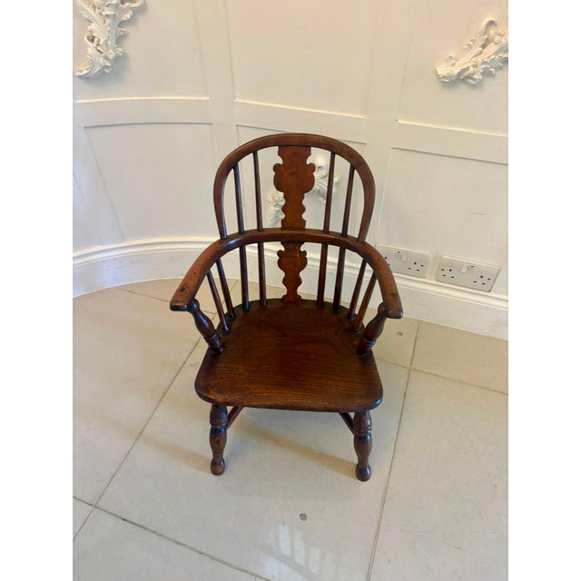 Wood Antique Georgian Elm Children's Windsor Armchair, 1800 For Sale - Image 7 of 13