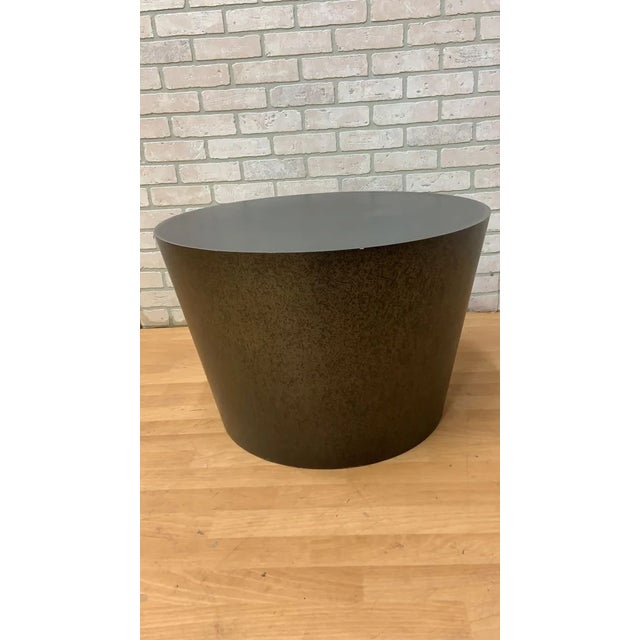Contemporary Vintage Modern Round Drum Side or Coffee Table For Sale - Image 3 of 5