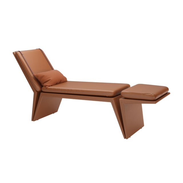 Brown Leather Panama Chaise Lounge from Javier Gomez For Sale - Image 4 of 4