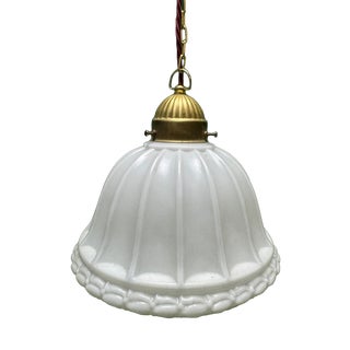 Vintage Opal Glass Pendant Light, 1920s For Sale