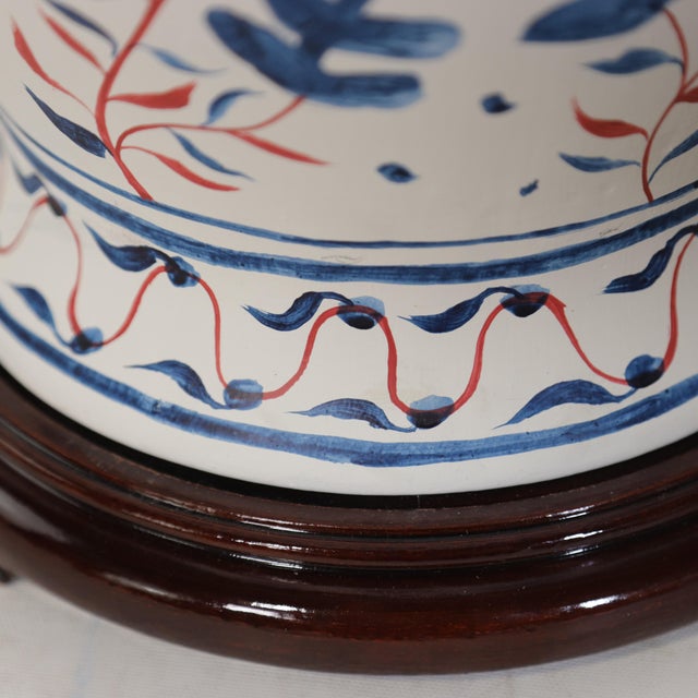 Pair of Vintage Brunschwig & Fils Cadiz Table Lamps With Lid - Blue and White Ceramic With Boar and Deer Motif For Sale - Image 15 of 18