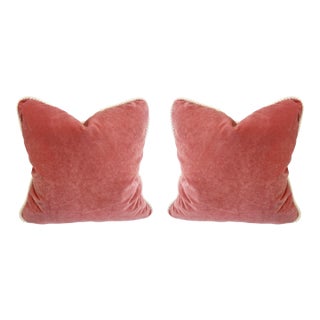 Designer Rose Velvet Pillows - A Pair For Sale