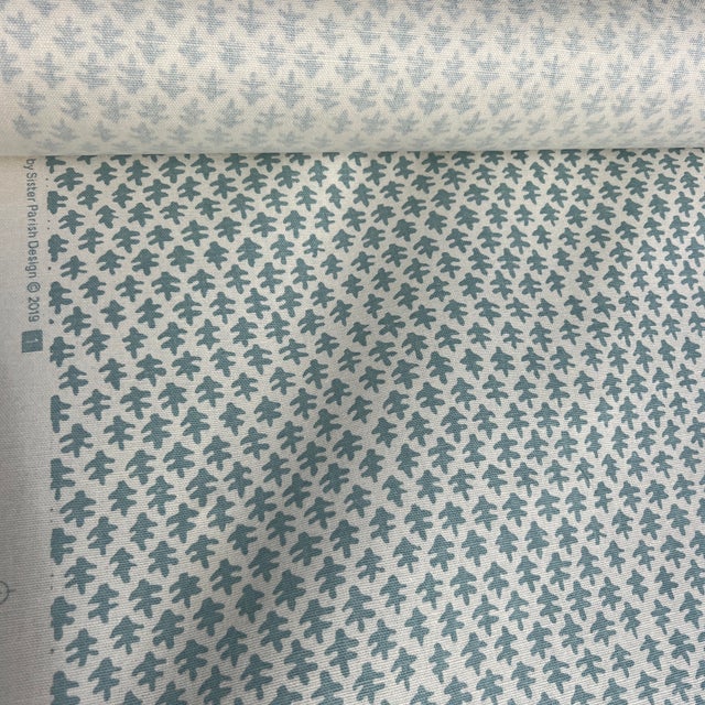 Contemporary Sister Parish Burmese in Seafoam Linen Cotton Fabric- 6 Yards For Sale - Image 3 of 7