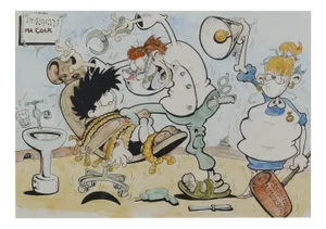 Dennis the Menace Beano Cartoon Dentist Visit, Original Ink & Watercolour