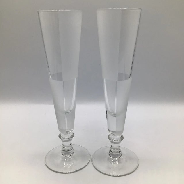 Modern Nautica Frost Block Champagne Flutes-Set of 2 For Sale - Image 3 of 12