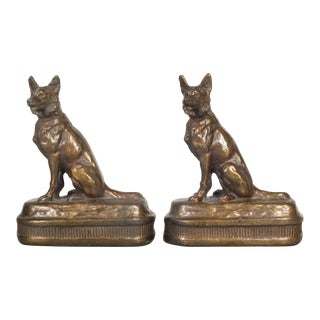 Bronze Cast German Shepherd Bookends by Armor Bronze C.1930 For Sale