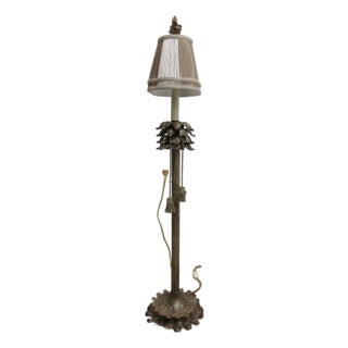 1990s Richards Faux Bronze Italian Regency Corinthian Column Table Lamp Shade A For Sale