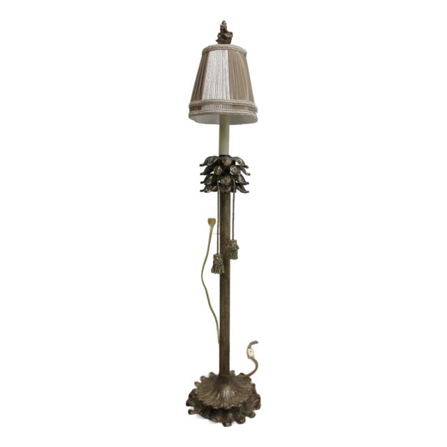 1990s Richards Faux Bronze Italian Regency Corinthian Column Table Lamp Shade A For Sale