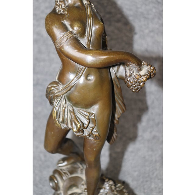 Bronze Pair French Bronze Sculptures of Satyr & Lady Rouge Marble Bases After Clodion For Sale - Image 8 of 12