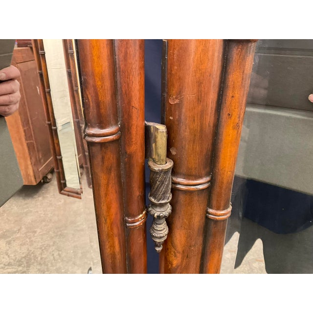 1990s Theodore Alexander Faux Bamboo Trifold Full Length Floor Mirror For Sale - Image 6 of 12