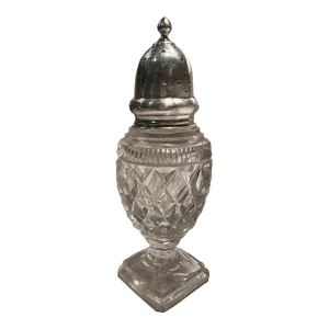 Antique Birmingham English Sterling Silver & Glass Sugar Shaker