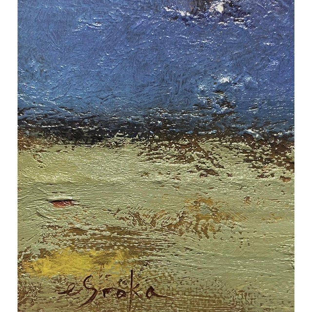 Starry Sky by Elsa Sroka | Oil on Panel Painting of a white calf under a starry sky For Sale - Image 4 of 5