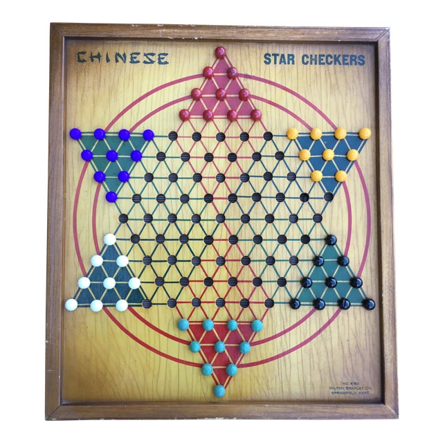 1940s Vintage Milton Bradley Co. 4180 Chinese Star Checkers Wooden