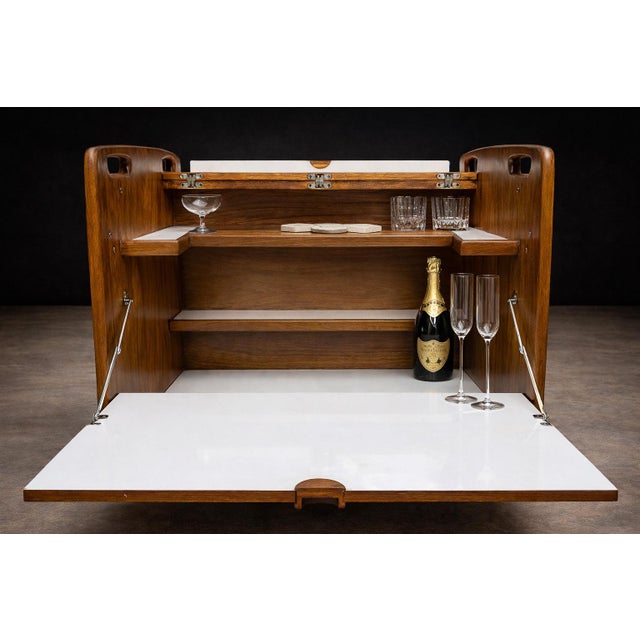 Freijó Wood Bar Cart with Chrome Wheels by Sergio Rodrigues, Brazil, 1960s - Lot 80A For Sale - Image 11 of 15