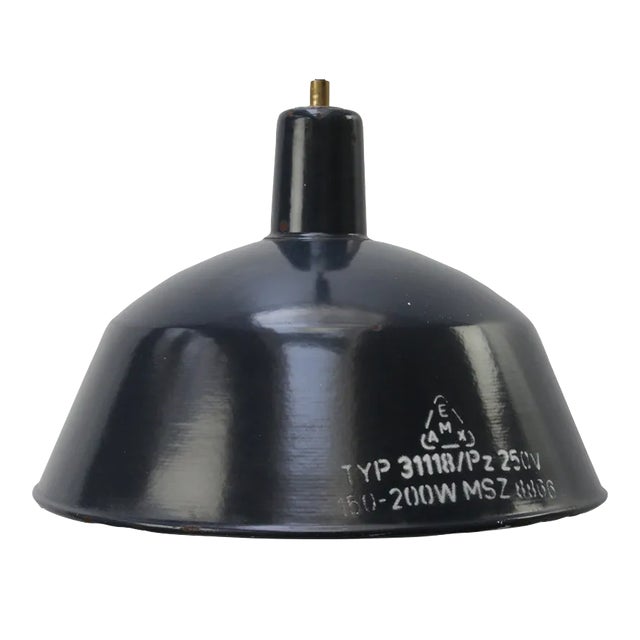 Vintage Industrial Blue Enamel Pendant Light For Sale