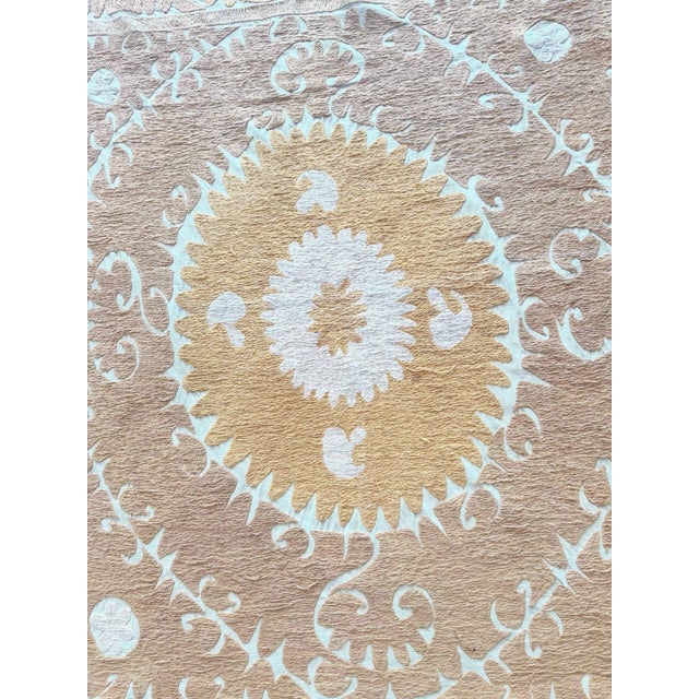 Decorative Vintage Suzani from Samarkand, circa late 1960s. Dimension; 55'' x 57'' inches / 139 x 144 cm / 4'7'' x 4'9''...