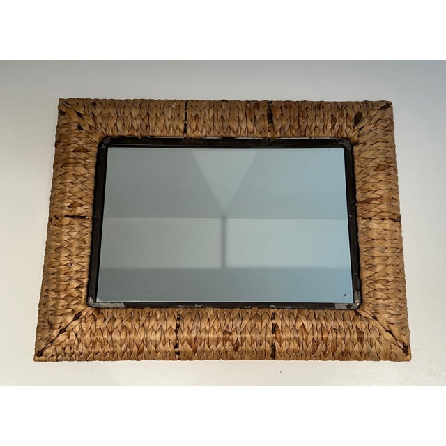 1970s Large Rectangular Rope Mirror | Chairish