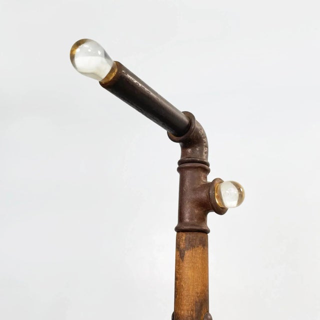 Modern Italian Wooden Valet Clothes Stand with Glass Hooks by Fabiustita, 1990s For Sale - Image 4 of 12