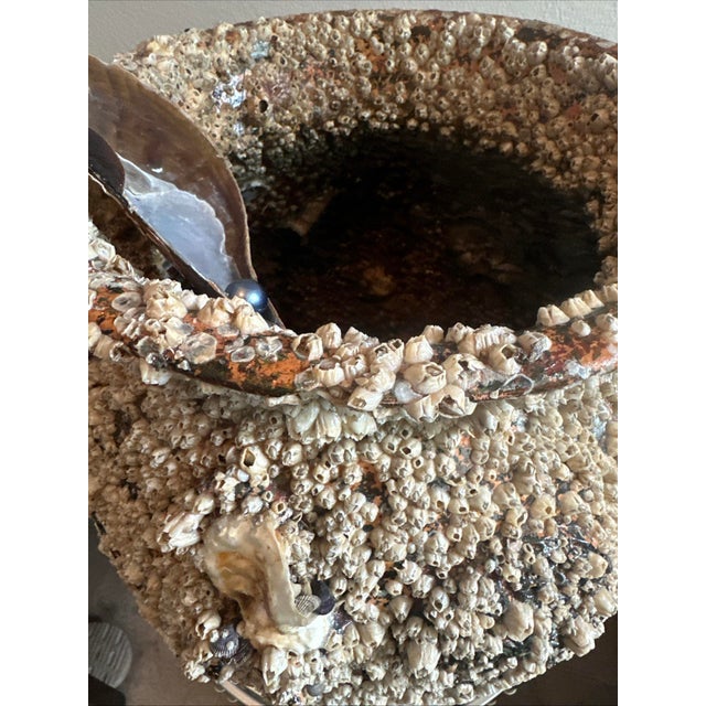 Peace River Barnacle-Encrusted Vessel With Faux Vintage Japanese Black Pearl, 19 In. Takotsubo Style For Sale - Image 4 of 9
