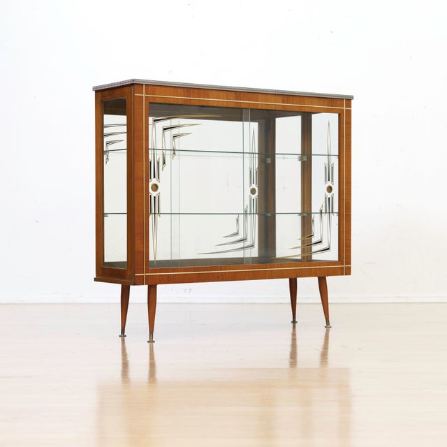 1960s 1950s Atomic Glass Curio Display Cabinet For Sale - Image 5 of 8
