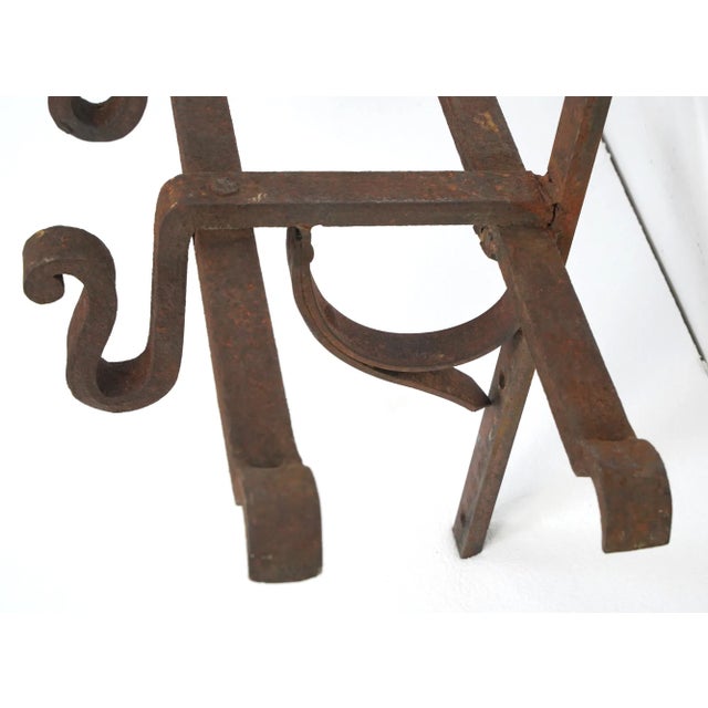 Metal Mid 20th Century Vintage Rustic Industrial 4 Hook Wrought Iron Wall Rack For Sale - Image 7 of 11